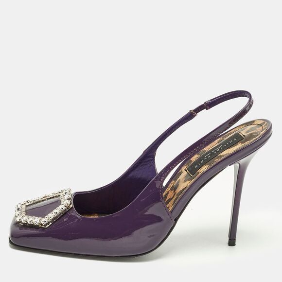 Philipp Plein Shoes - Philipp Plein Decollete Size 38 Purple Patent Leather Slingback Pumps